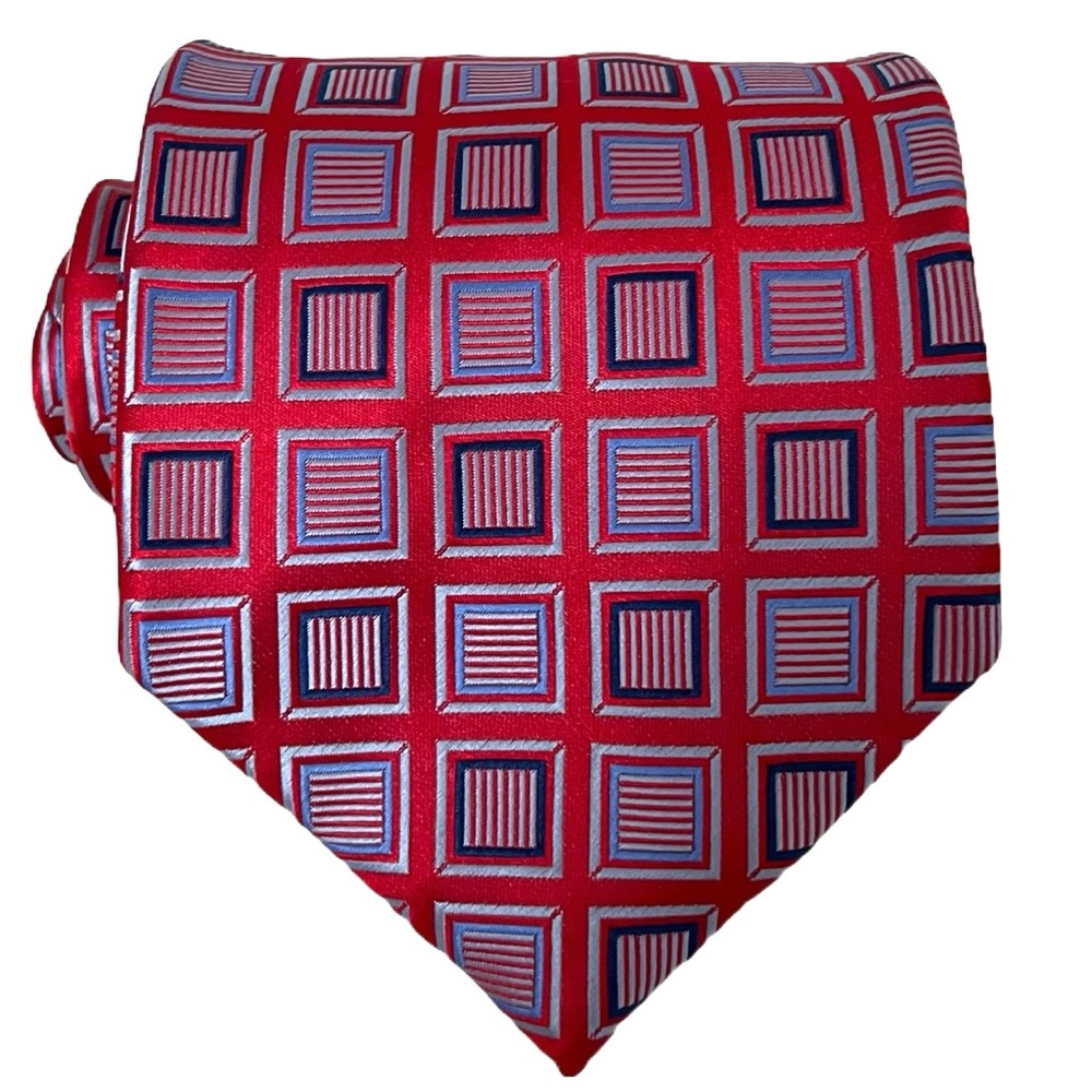 Valeriano Mora Embroidered Men’s Designer‎ Tie Fuscia Geometric Business Casual
